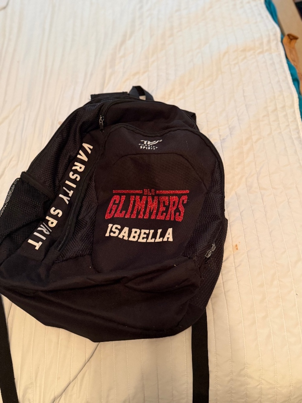 Varsity Spirit Cheer / Dance Backpack - Black & Red Glitter (Personalized }